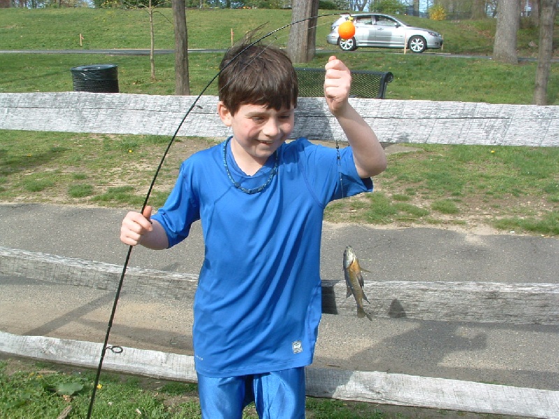 Son's friend with his first catch!