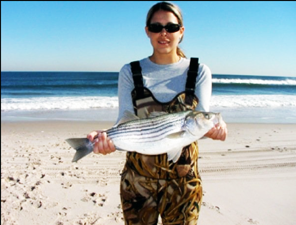 surf casting -- first striper near Lacey Township