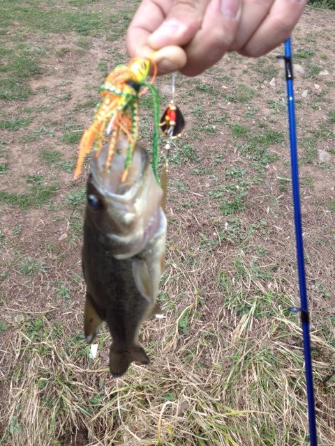 my first largemouth bass near Saddle River